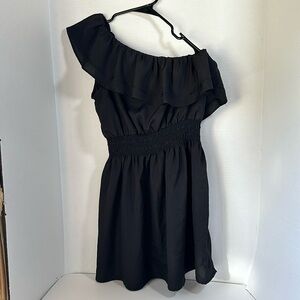 Body central one shoulder black ruffle dress size medium
